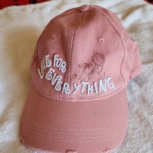 Disney Pink and White Baseball Cap with Embroidered Text